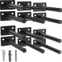 LEOPO Black 12-Pack 5 inch Floating Shelf Brackets, Hidden Shelf Bracket for Wood, Concealed Blind Shelving Support,Invisible Coated Brackets for DIY Decorative,Fit for Kitchen, Bathroom,Study Room