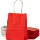 AWELL Small Red Paper Bag with Handle Party Favor Bag 6x4.5x2.5 inch for Wedding Birthday Valentine's Day Christmas New Year Halloween Graduation Recycled Bag, Pack of 24