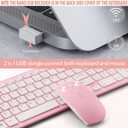 Wireless Keyboard and Mouse Combo, Compact Quiet Wireless Keyboard and Mouse Set 2.4G Ultra-Thin Sleek Design for Windows, Computer, Desktop, PC, Notebook, Laptop (Pink)