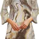 Poetsky Womens Tunic Tops 3/4 Bell Sleeve Loose Fit Tunics Dressy Casual Side Split Flare Top for Leggings S-3XL (XXXL)