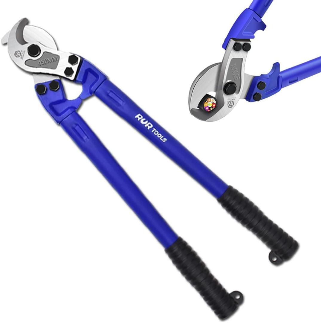 ZrgGea Cable Cutters 18 inch, Industrial-Grade Heavy-Duty Cable Cutter, Forged from T8 Alloy Steel, HRC56, Sharp Cutting. Suitable for Cutting Copper and Aluminum Core Cables, Blue