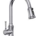 Kitchen Faucet with Pull Down Sprayer, Single Handle High Arc Utility Sink Faucet with Deck Suitable for bar for Kitchen Sink, Laundry Sink, Wet Bar or RV, Brushed Nickel
