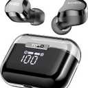 TOZO T18 Wireless Earbuds Bluetooth Headphones 5.3, IPX8 Waterproof Ear Buds, 4 Mic Clear Call Long Playtime with LED Digital Display Charging Case, Stereo Bass Sound 32 Customized EQ via APP