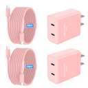 iPhone 17 16 15 Charger Fast Charging, 45W Dual USB C Android Phone Charger Block with 10FT Long Type C Cable Cord for Apple iPhone 17/Pro/Pro Max/Air/16/15 Plus/iPad/S26 Ultra/S25/S24/S23/S22(Pink)