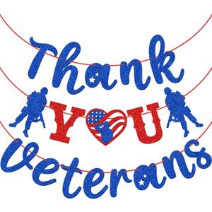 Thank You Veterans Banner, Happy Labor Day Banner, Military Theme Banner for Memorial Day or Veterans Day, Army Party Decoration