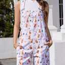 Bindefon Festival Bib Overalls for Women Adjustable Straps Work Coveralls Printed Shorts Jumpsuit (S)
