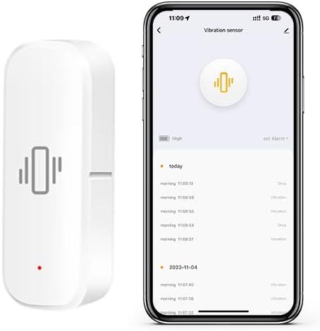 2.4G WiFi Vibration Sensor Shock Alarm Detector SmartLife/Tuya Smart App Notification for Indoor Window Security Door Alarm