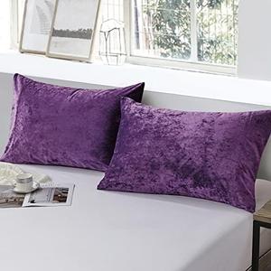 Fredsure Distressed Velvet Pillowcase Pair, 20"x30" Purple