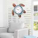 MUMTOP Turtle Outdoor Clock Waterproof, 12.6 Inch Outside Wall Clock with Thermometer Combo for Patio Pool Garden Home Decor, 13 Inch