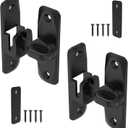 90/180 Degree Barn Door Locks and Latches, Safety Aluminum Hardware Sliding Door Latch, Small Flip Locks for Barn, Bathroom, Cabinet, Garden, Window (Black-2PCS)