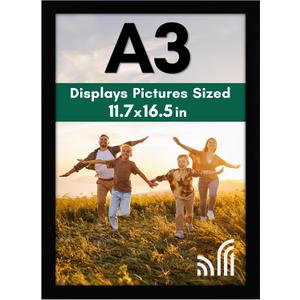 Americanflat A3 Picture Frame with Shatter-Resistant Glass - 11.7x16.5 Frame with Engineered Wood - Signature Collection - A3 Frames for Wall Display - Black