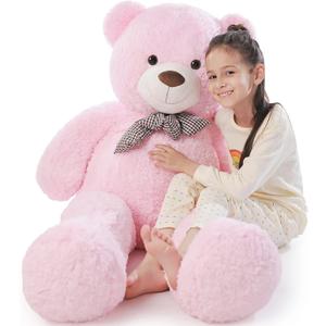 Poutmac Big Pink Teddy Bear 4Ft Giant Stuffed Animal Plush Toy for Girlfriend Women Kids for Valentines Christmas Birthday