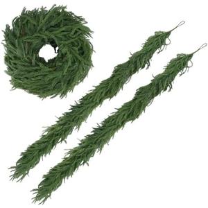 2 Pack 5 FT Real Touch Norfolk Pine Christmas Garland – Artificial Greenery Holiday Garland for Mantel, Staircase, Fireplace, Windows, Doors & Outdoor Winter Decorations