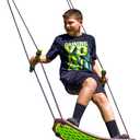 Swurfer Kick Stand Up Surfing Tree Swing Outdoor Swings for Kids Up to 200 Lbs - Hang from Up to 10 Feet High - Includes 24" SwingBoard, UV Resistant Rope, & Handles (Swurfer 2.0 Green)