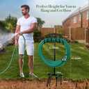 Winpull Garden Hose Holder Detachable Heavy Duty Metal Water Hose Hanger, Freestanding Hose Storage Stand Rack for Outside (Black)