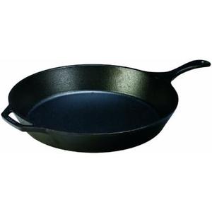 Lodge 15 Inch Cast Iron Pre-Seasoned Skillet – Signature Teardrop Handle - Use in the Oven, on the Stove, on the Grill, or Over a Campfire, Black