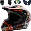 Motocross Helmet Adult Quad Bike Off-Road Helmet, ECE/DOT Approved Full Face MTB Helmet Motorcycle Downhill ATV MX Dirt Trial Bike Enduro Crash Helmet with Goggles/Gloves/Mask/Balaclava, Large