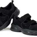 ORTOREX Women's Orthopedic Arch Support Sandals Diabetic Walking Shoes (11, Black)