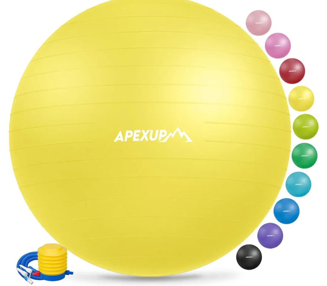 APEXUP Yoga & Pilates Ball - Anti Slip Heavy Duty Gym Ball for Fitness, Balance & Core Workout