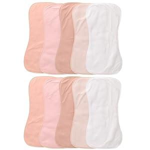 Benoxine 10-Pack Burp Cloths for Baby Boys and Girls - Organic Baby Burp Cloth, Baby Washcloths, Burp Rags, Large Neutral Burp Clothes for Newborn