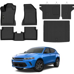 Floor Mats Custom for Dodge Hornet 2026 2025 2024 2023 GT/GT Plus Cargo Liner with Backrest Mat All Weather TPE Rubber Full Set Floor Liners Trunk Mat for Hornet Automotive Accessories, Black