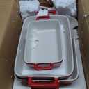 KOOV Bakeware Set, Ceramic Baking Dish, Rectangular Baking Pans Set, Casserole Dish for Cooking, Cake Dinner, Kitchen, Wrapping Upgrade, 12 x 8.5 Inches, 2-Piece (Gradient Red)