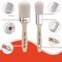 Wesquer Chalk Paint Brushes Round Paint Brush for All Water Based Paints, Chalk Paint, Milk Paint, Latex, Varnish, Perfect for Furniture Refinishing, Wood Staining, Waxing, DIY Crafts, 2Pack 2" & 1.4"