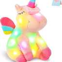 Athoinsu Light up Pink Unicorn Stuffed Animal Soft Plush Toy with LED Colorful Night Lights Glowing Birthday Children's Day Gifts for Kids Toddler Girls Women, 12''
