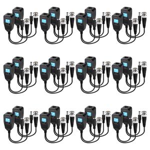 Passive Video Balun 12 Pairs RJ45 Transceiver Transmitter HD-CVI/TVI/AHD/CVBS with DC Built-in Transient Suppression Protection For 720P/960P/1080P/5MP CCTV Security DVR Surveillance Camera System