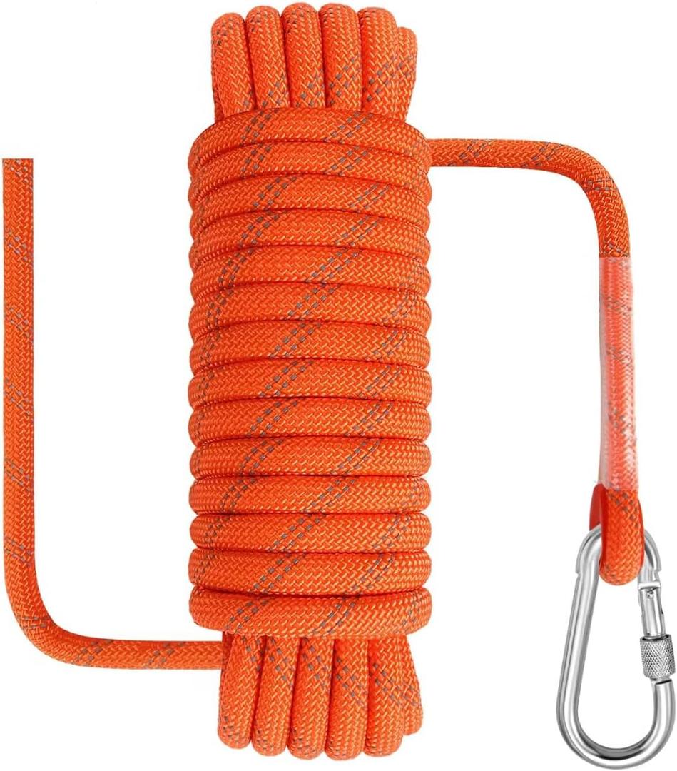 10 mm x 10 Meters Outdoor Rope for Marine, Hunting, Boating, Fishing, Rafting, Camping, Hiking, Anchor, Mooring, Floating, Dock Lines, Kayak, Canoe, Rescuing, Knotting Practice Red with Hook