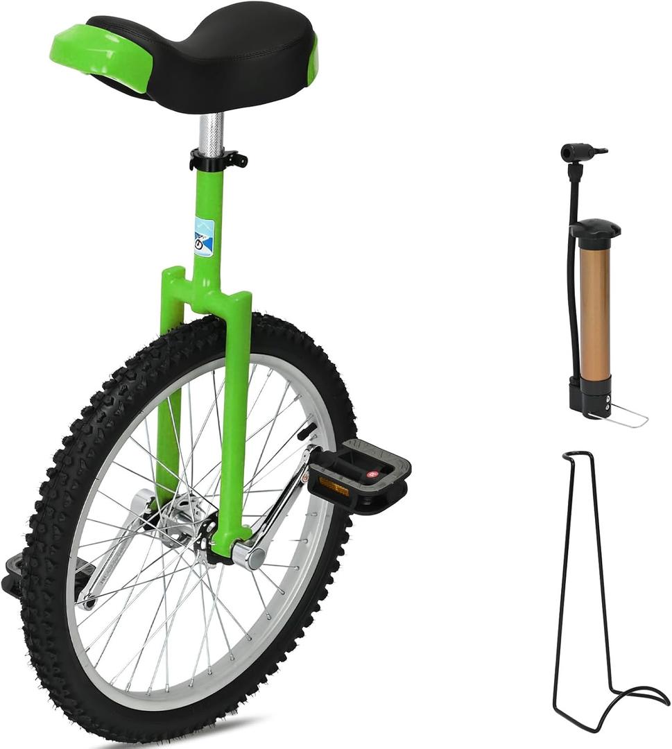 MYOYAY 20 Inch Unicycle, Unicycle for Adults, Mountain Unicycle Height Adjustable, Unicycle with Stand, Anti-Skid Pedal, Indoor Outdoor Sports Fitness Balance Training Fun Exercise Bicycle