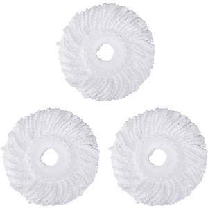 3 Pack Mop Head Replacement Spin Mop Replacement Head Microfiber Spin Mop Refills Easy Cleaning Round Shape Standard Size, 3 Pack-white