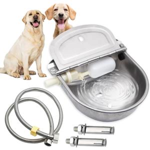 Automatic Water Bowl for Dog Large Size,Animal Drinking Water Bowl,Outdoor Dog Water Bowl,304 Stainless Steel Water Bowl with Float Valve, Drain Hole, Pipe,for Poultry and Livestock