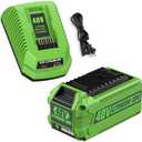 Energup 6.5A 40Volt 29472 29462 Replace for Greenworks 40V Battery and Charger 29482, for 40Volt G-MAX Tools 29252 20202 22262, with 40V Grennworks Charger, NOT for Greenworks Gen 1