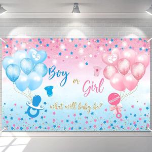 Avezano Gender Reveal Backdrop Boy or Girl Sign Banner Blue and Pink Stars Dots Balloon Theme Baby Gender Reveal Party Decorations Baby Shower Party Supplies 70.8 x 43.3 Inch
