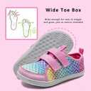WateLves Wide Toddler Water Shoes Kids Barefoot Beach Swim Aqua Shoes Boys Girls Breathable Mesh Walking Hook and Loop Sneakers (Pink)