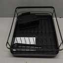 Sakugi Stainless Steel Dish Drying Rack for Kitchen Counter, Sink Organization and Storage Essentials with Silverware & Utensil Holder, Home and Apartment Decor, 12''W x 15.5''L, Black