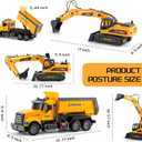 LerBao 2 Pack Large Construction Engineering Truck Toys,Moveable Claw Excavator & Lifting Back Dump Truck Toy for 3 4 5 6 7 8 Years Old Boys Kids Childs Toddlers Birthday