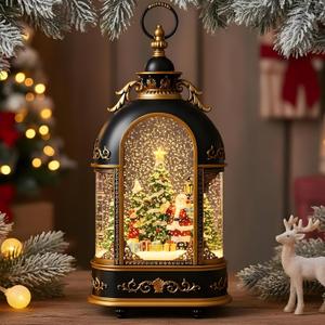 15" Christmas Snow Globe with Music 8 Songs, Auto Timer6/18, USB/Battery Powered, Santa Claus Decoration for Home, Gift for Family