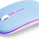 Wireless Bluetooth Mouse Rechargeable Long Lasting Dual Mode - BT 5.2 & 2.4G Silent RGB LED Mice, Slim Portable Ergonomic Mouse for Laptop/PC/Tablet/MacBook/iPad/Apple Devices(Blue)