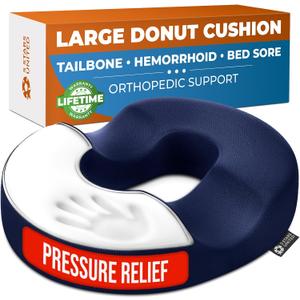 5 STARS UNITED Donut Pillow Hemorrhoid Tailbone Cushion Large Floor Cushion for Pain Relief Coccyx, Prostate, Sciatica, Pelvic Floor, Pressure Sores, Pregnancy, Postpartum Recovery, Blue