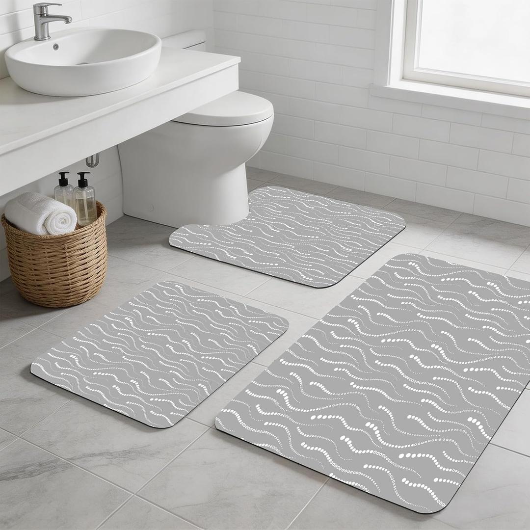 3PCS Absorbent Bath Mat, Quick Dry Non Slip Bath Rug, Grey
3PCS Thin Absorbent Bath Mat Fit Under Door, Magic Rug Sets, Quick Dry Bath Mat, Rubber Backed, Non Slip