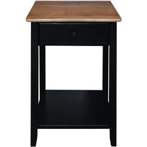 Casual Home Owl Night Stand with USB Port Charging Station and Drawer, 17.5" W x 14.25" D x 24.5" H, Walnut Black