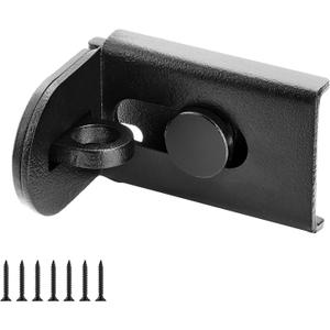 Sliding Door Lock, 90 Degree Door Hasp Latch Lock, Stainless Steel Security Right Angle Padlock with Screws for Push/Sliding/Barn Doors (1PC, Black)