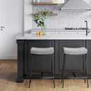 Arlo Modern Backless Upholstered Kitchen Counter Bar Stool with Double-Layered Saddle Seat and Black Metal Base, Grey/Matte Black, Set of 2