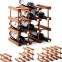 Juexica 1 Pcs 12 Bottles Wooden Wine Rack for Inside Cabinet Stackable Countertop Modular Wine Storage Rack DIY Assembly Bottle Holder for Cellar (Wooden Color)