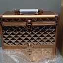 Makeup Train Case Professional Makeup Organizer Case with Drawer Mirror Extra Large Makeup Manicure Accessory with Dividers Travel Cosmetic Case for Cosmetologist Nail Tech Kits Makeup Case Rose Gold