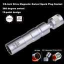 14mm&16mm Magnetic Swivel Spark Plug Socket 12-Point 3/8-Inch Drive 360 Adjustable 1mm Thin Wall Spark Plug Socket Set with Magnet Compatible with BMW Nissan Mini etc.