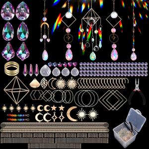 DIY Suncatcher Kits 400 Pcs Sun Catchers Making Kit Art and Crafts for Adults Prism Hanging Decorative Suncatcher with Crystals Rainbow Ball Maker for Window Garden Home Wedding Christmas Decor