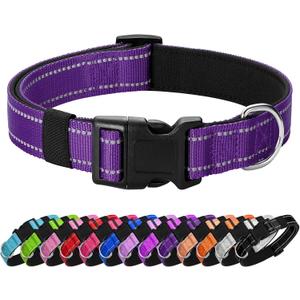 Reflective Dog Collar Padded with Soft Neoprene Breathable Quick Release Basic Dog Collars for Medium Dogs Purple Girl (M:width 3/4"neck 14-20.5")